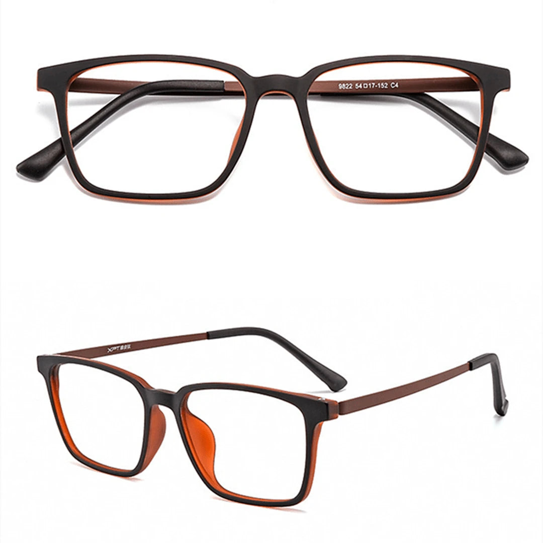 Bom Óculos Acetato Quadrado Tradicional Masculino - BO0005 0 bomoculos Preto e Café 