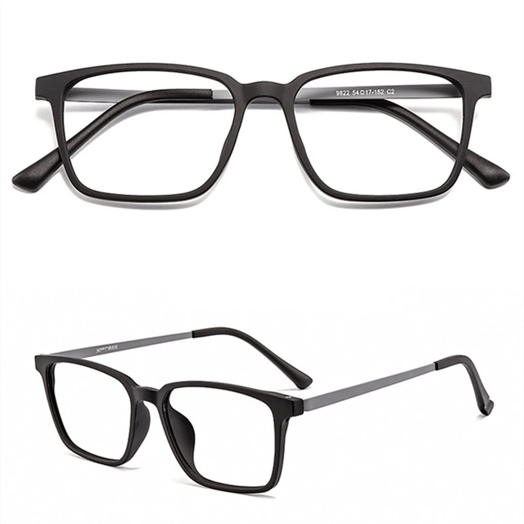 Bom Óculos Acetato Quadrado Tradicional Masculino - BO0005 0 bomoculos Preto e Cinza 