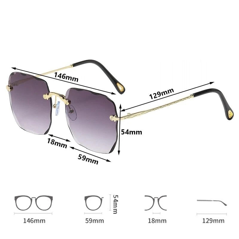 Korean Frameless Large Square Frame Sunglasses UV400 For Women Modern Gradient Sun Glasses Summer Outdoor Travel Eyewear 0 Bom Óculos 