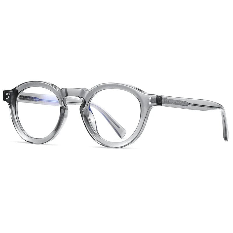Óculos Acetato Unissex Redondo Vintage / BOM ÓCULOS- BO0027 BO0027 Bom Óculos Cinza 