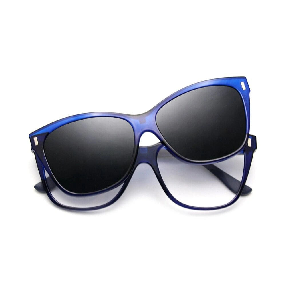Óculos de Clipon Acetato Feminino Quadrado / BOM ÓCULOS - BO0126 BO0126 Bom Óculos Azul 