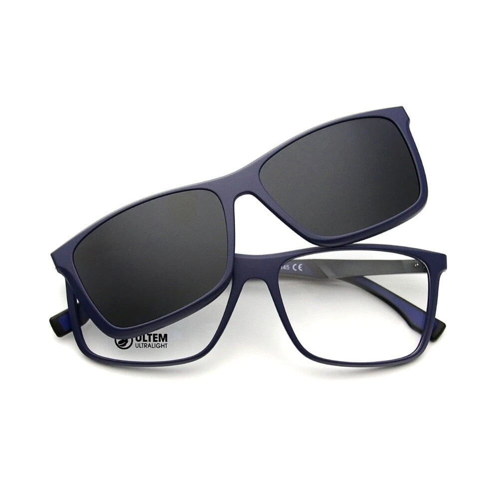 Óculos de Clipon Acetato Masculino Quadrado / BOM ÓCULOS - BO0089 BO0089 Bom Óculos Azul Clipon 