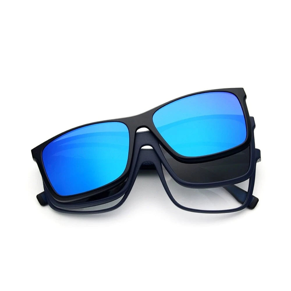 Óculos de Clipon Acetato Masculino Quadrado / BOM ÓCULOS - BO0089 BO0089 Bom Óculos Azul Dois Clipon 