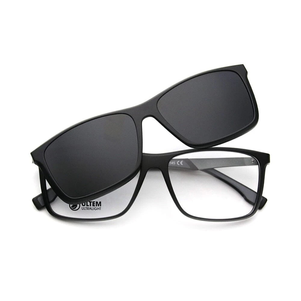 Óculos de Clipon Acetato Masculino Quadrado / BOM ÓCULOS - BO0089 BO0089 Bom Óculos Preto Clipon 