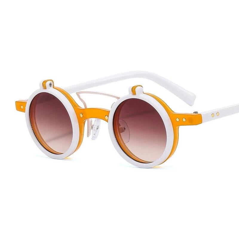 Óculos de Grau e Sol Clipon Acetato Unissex Redondo Vintage Flip Lens / BOM ÓCULOS - BO0091 BO0091 Bom Óculos Laranja e Branco 