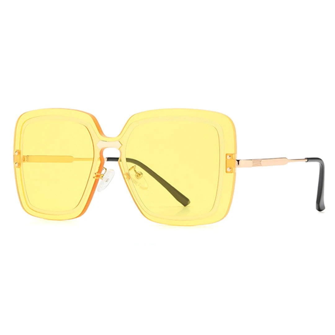 Óculos de Sol Acetato Feminino Quadrado / BOM ÓCULOS - BO0060 BO0060 Bom Óculos Gold e Amarelo 