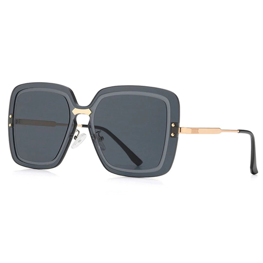 Óculos de Sol Acetato Feminino Quadrado / BOM ÓCULOS - BO0060 BO0060 Bom Óculos Gold e Preto 