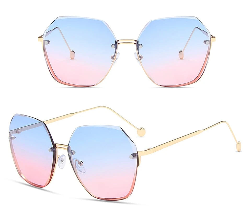 Óculos de Sol Acetato Feminino Quadrado Gradiente / BOM ÓCULOS - BO0087 BO0087 Bom Óculos Azul 