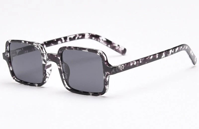 Óculos de Sol Acetato Feminino Quadrado Vintage / BOM ÓCULOS - BO0018 BO0022 Bom Óculos Animal Print Preto 