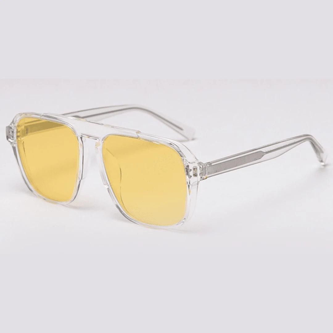 Óculos de Sol Acetato Masculino / BOM ÓCULOS - BO0020 BO0020 Bom Óculos Branco e Amarelo 