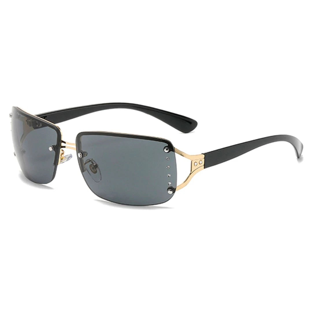 Óculos de Sol Metal Feminino Quadrado / BOM ÓCULOS - BO0067 BO0067 Bom Óculos Gold e Preto 
