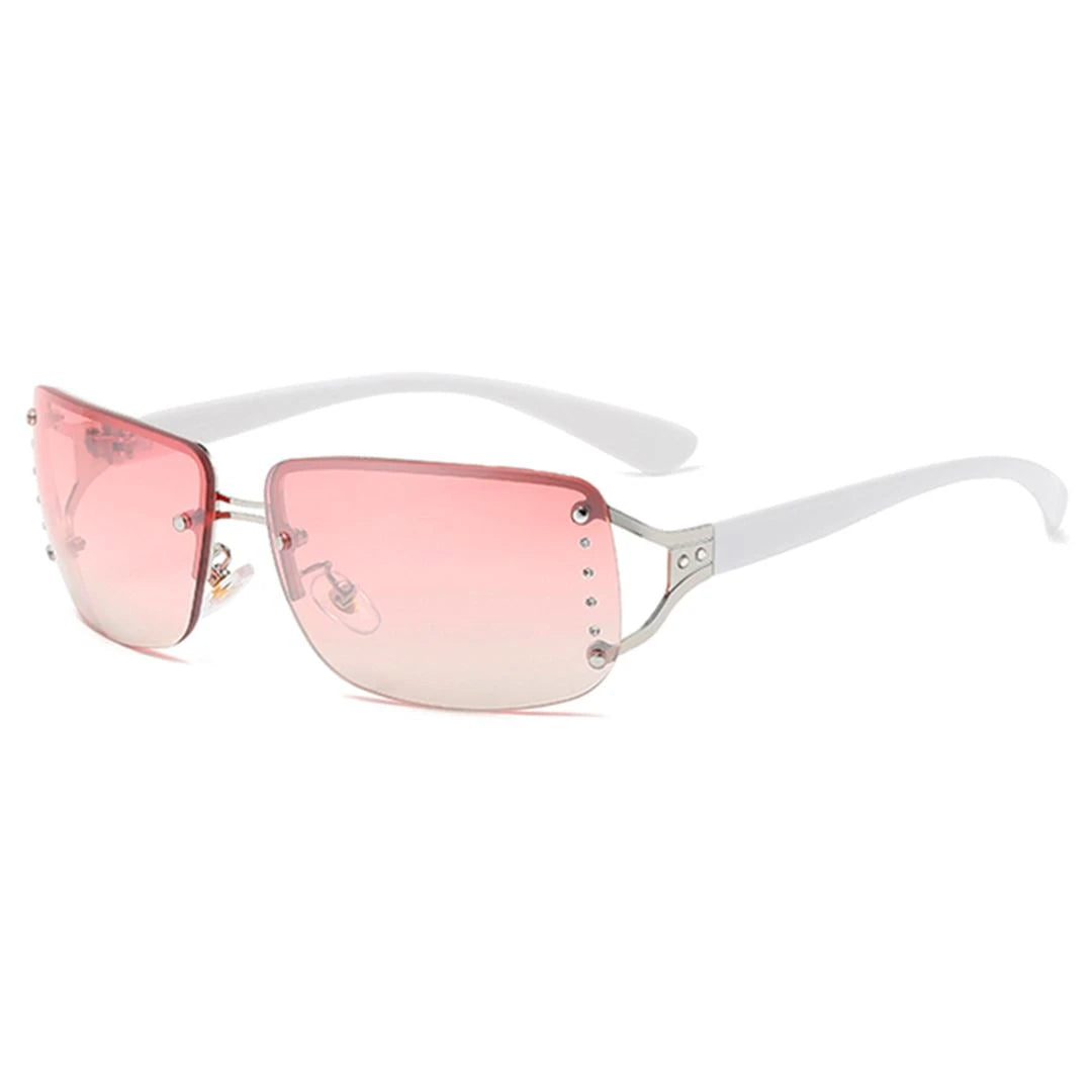Óculos de Sol Metal Feminino Quadrado / BOM ÓCULOS - BO0067 BO0067 Bom Óculos Prata e Rosa 