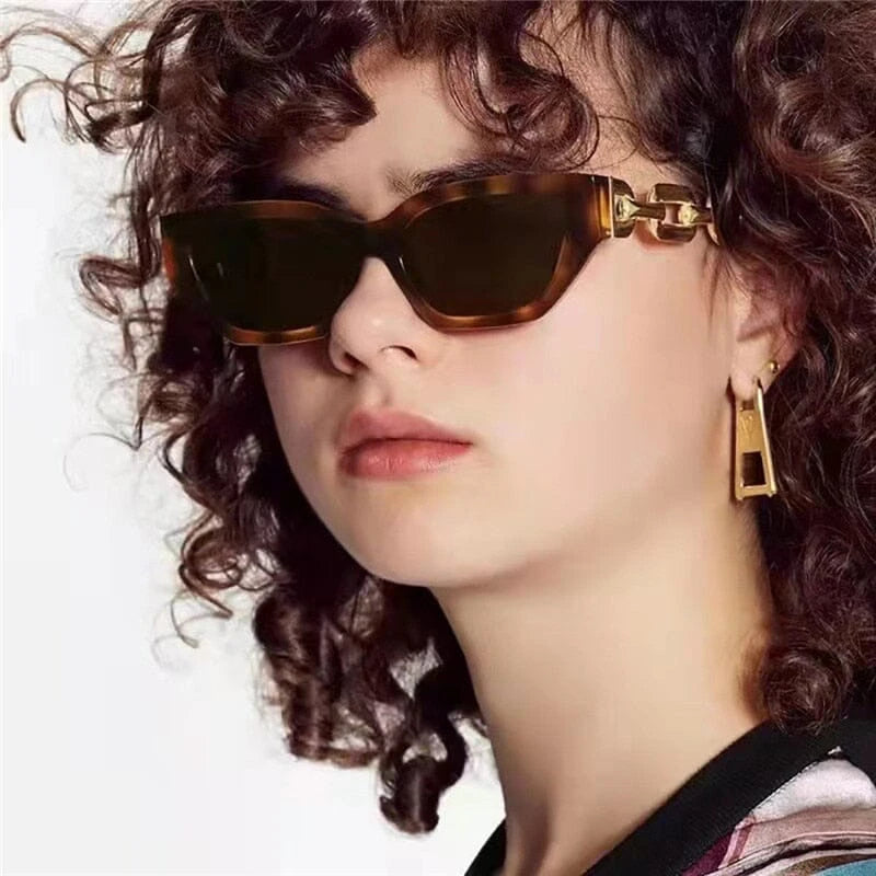 Óculos de Sol Metal Feminino Quadrado Vintage Hip Hop / BOM ÓCULOS - BO0072 BO0072 Bom Óculos 
