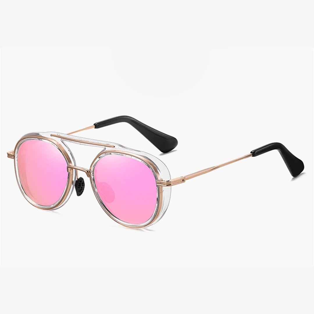 Óculos de Sol Metal Unissex Grife Estilo Aviador / BOM ÓCULOS - BO0009 BO0009 bomoculos Rosa 