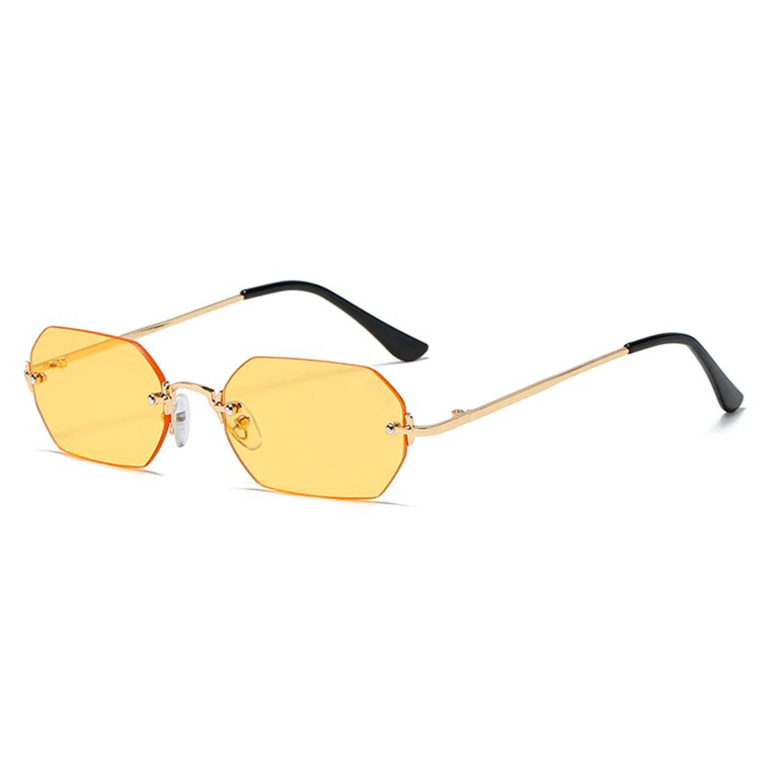 Óculos de Sol Retangular Unissex Metal Vintage / BOM ÓCULOS- BO0023 BO0023 Bom Óculos Amarelo 