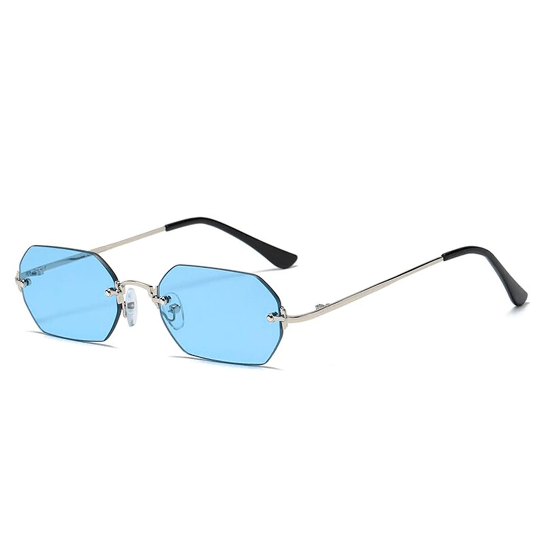 Óculos de Sol Retangular Unissex Metal Vintage / BOM ÓCULOS- BO0023 BO0023 Bom Óculos Azul 