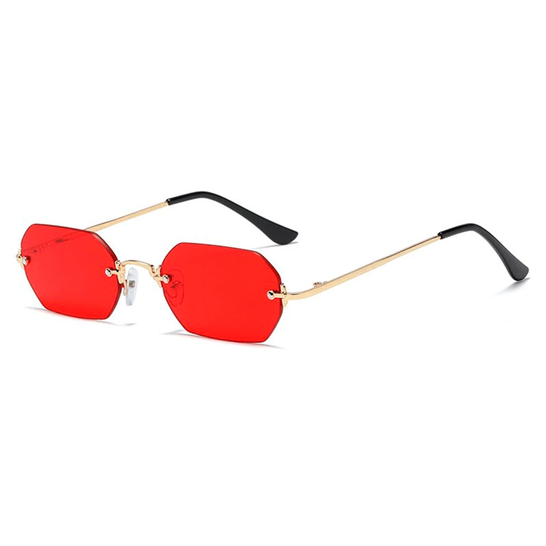 Óculos de Sol Retangular Unissex Metal Vintage / BOM ÓCULOS- BO0023 BO0023 Bom Óculos Vermelho 