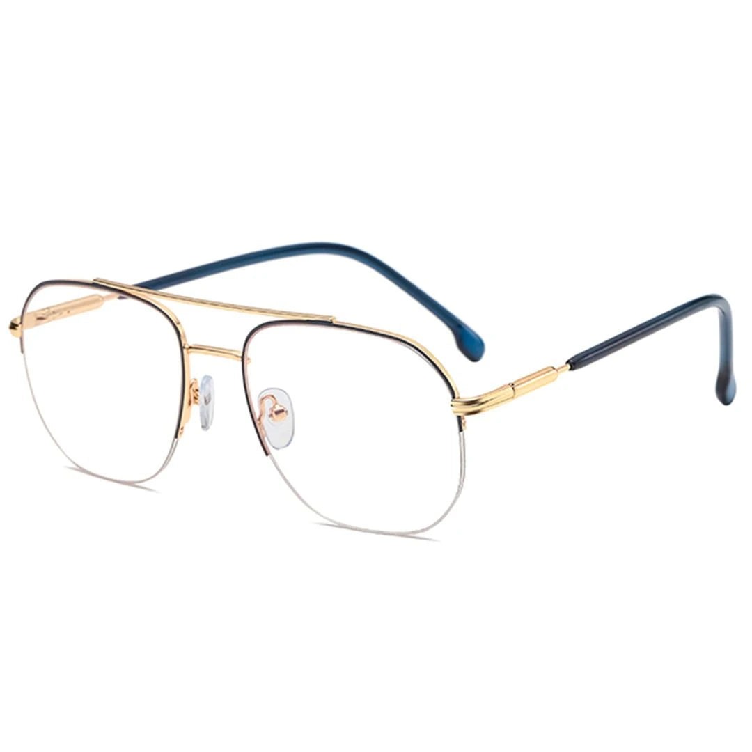 Óculos Metal Unissex Quadrado / BOM ÓCULOS - BO0068 BO0068 Bom Óculos Gold e Azul 