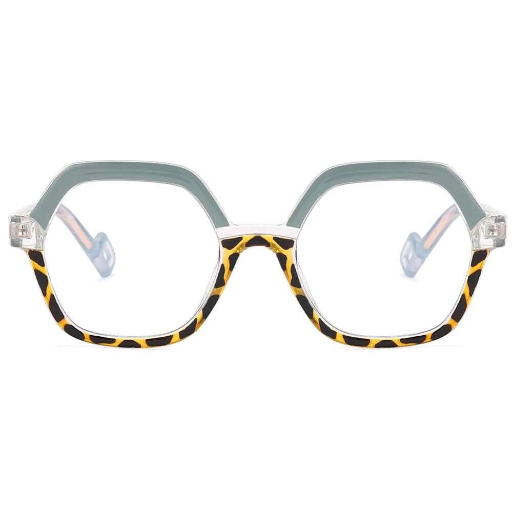 Peekaboo fashion big glasses retro female hexagon colorful TR90 blue light optical glasses frame women polygon accessories 0 Bom Óculos 