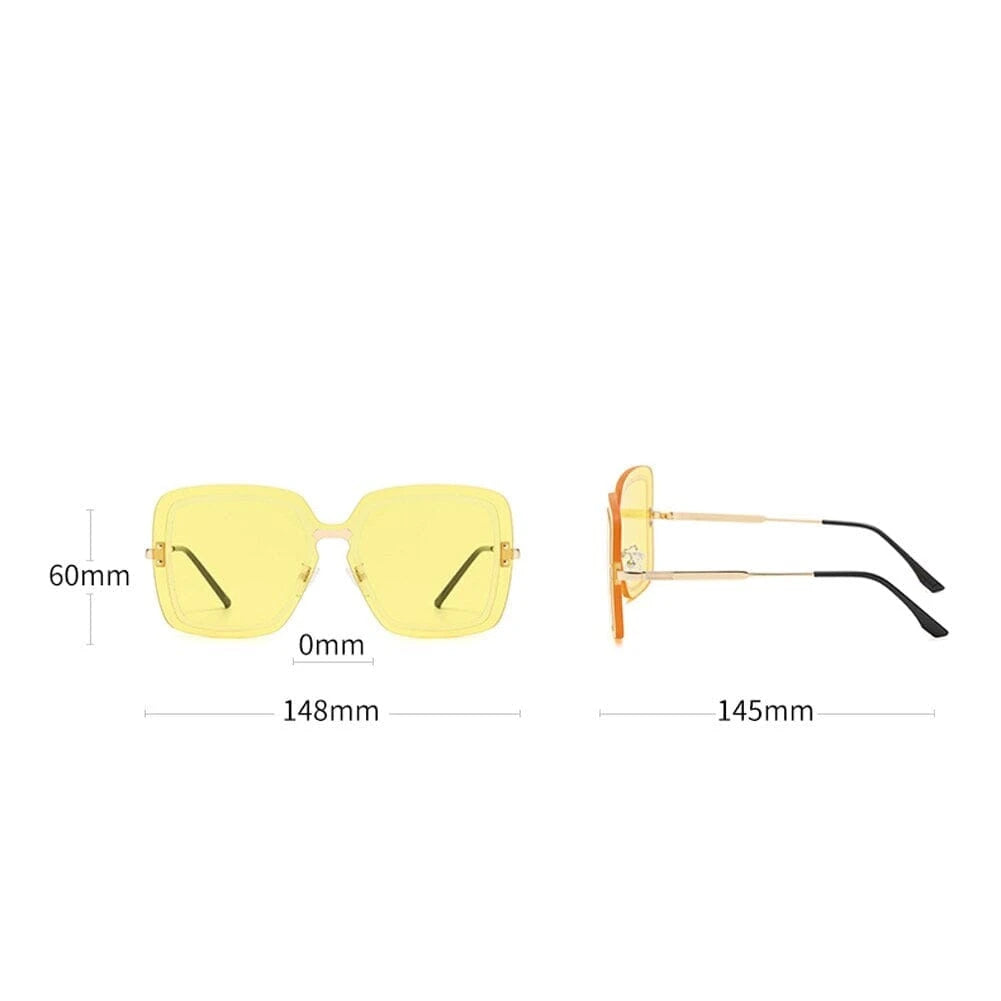 Peekaboo fashion rimless sunglasses oversized women yellow blue square sun glasses for men uv400 frameless 2023 summer style 0 Bom Óculos 