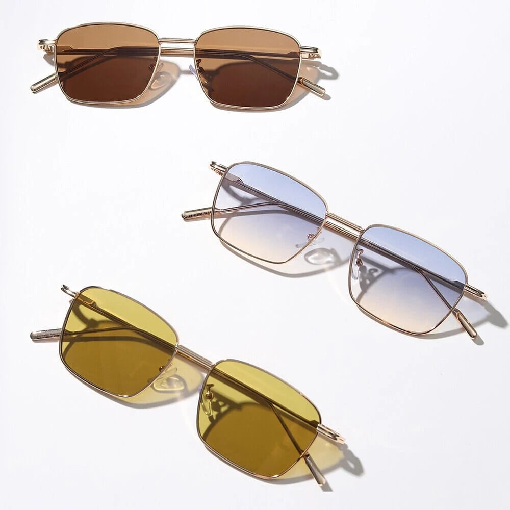 Peekaboo metal gold small square sunglasses for men gradient blue ladies sun glasses uv400 women 2022 colored dropshipping 0 Bom Óculos 