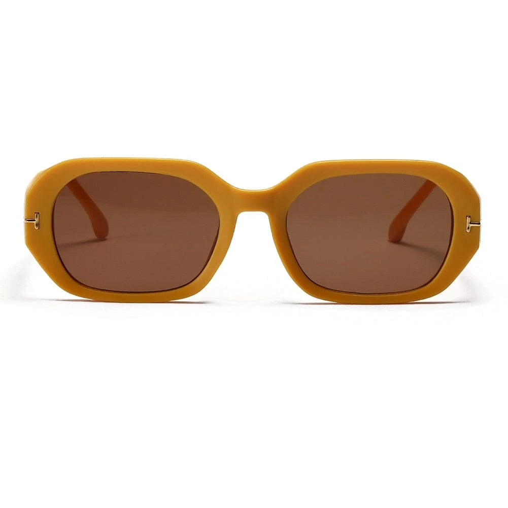 Peekaboo retro style polygon sunglasses for women uv400 brown black square sun glasses for men accessories 2022 dropshipping 0 Bom Óculos 