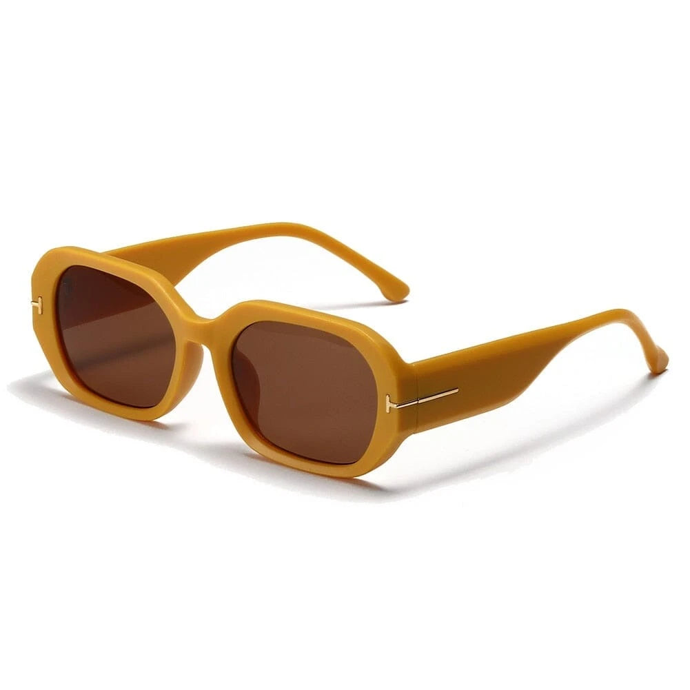 Peekaboo retro style polygon sunglasses for women uv400 brown black square sun glasses for men accessories 2022 dropshipping 0 Bom Óculos 