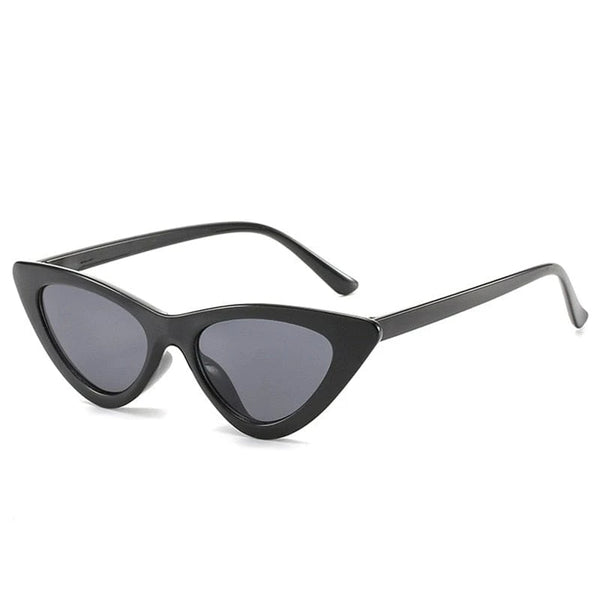 Vintage Hip-hop Small Cat Eye Sunglasses for Women Retro Style Triangle Frame UV400 Sun Glasses Shades Fashion Eyeglasses 0 Bom Óculos black 